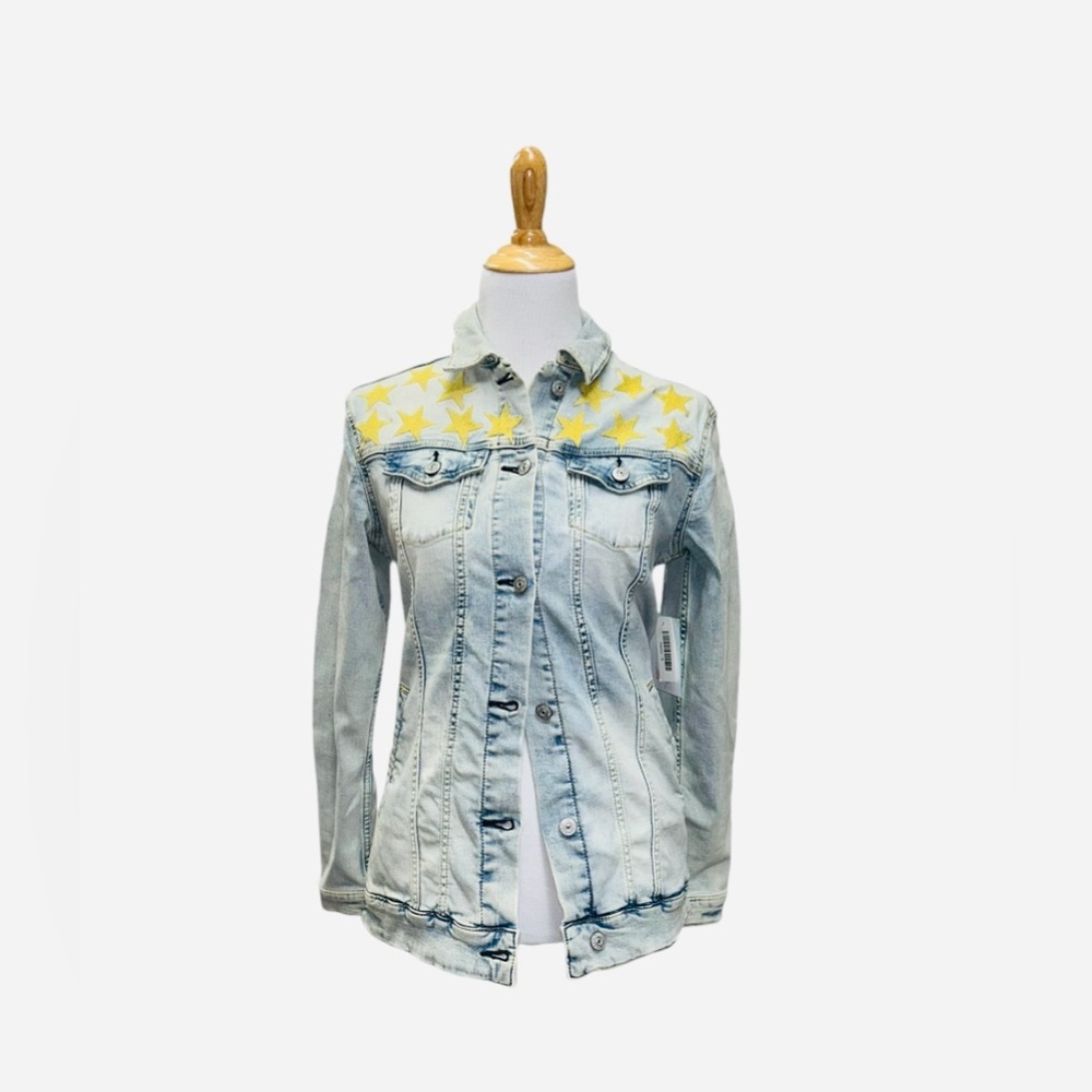 NWT LULAROE Jaxon denim embroidered rock star jean jacket S
